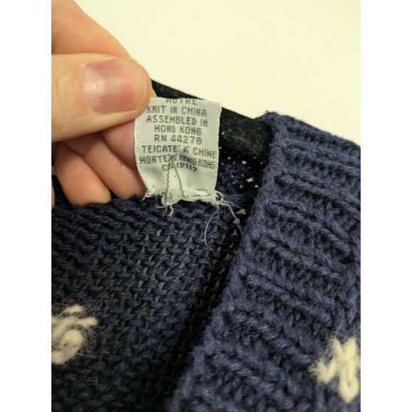 Vintage 1995 Marisa Christina Christmas Sweater Small Navy Blue Golden Buttons - Picture 6 of 6